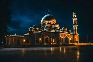 le mosquée à nuit. généré par ai photo