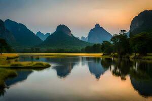 le li rivière dans Chine. généré par ai photo
