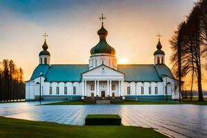 le église de le saint traverser dans le ville de kiev. généré par ai photo