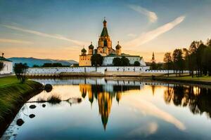 le kremlin à le coucher du soleil. généré par ai photo