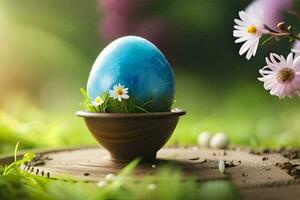 Pâques Oeuf dans une fleur pot. généré par ai photo