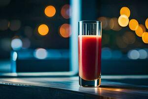 une verre de rouge liquide séance sur une tableau. généré par ai photo