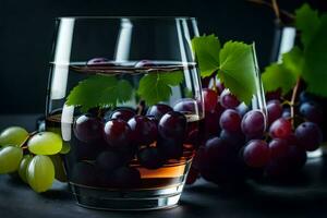 les raisins et du vin dans une verre. généré par ai photo