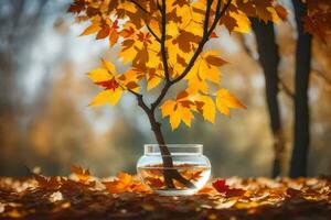 l'automne feuilles dans une vase. généré par ai photo