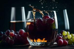 du vin et les raisins dans une verre. généré par ai photo