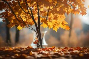 l'automne feuilles dans une vase. généré par ai photo