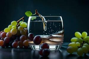 l'eau verser dans une verre de les raisins. généré par ai photo