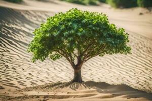 une arbre dans le désert. généré par ai photo