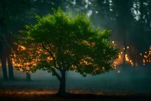 photo fond d'écran le nuit, des arbres, le forêt, le arbre, le arbre, le arbre,. généré par ai