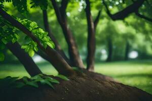 photo fond d'écran le sol, des arbres, herbe, saleté, le forêt, le vert, le des arbres. généré par ai