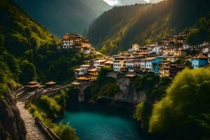 le village de Roumanie, Bulgarie. généré par ai photo