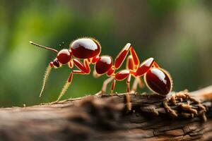 photo fond d'écran le bogue, rouge, fourmi, insecte, le forêt, le forêt, le forêt. généré par ai