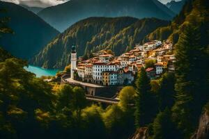 le magnifique village de lago di loro dans Italie. généré par ai photo