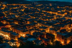 le ville de Lyon à nuit. généré par ai photo