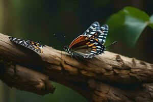 papillons sur une branche. généré par ai photo