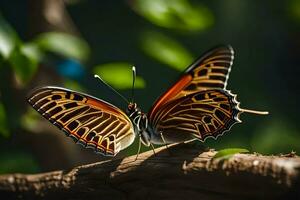 papillon, nature, le vert, le soleil, le vert, le vert, le. généré par ai photo