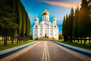 le cathédrale de le saint traverser dans Moscou, Russie. généré par ai photo
