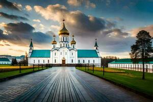 le cathédrale de le saint traverser dans Kiev, Ukraine. généré par ai photo