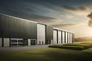 le Nouveau entrepôt bâtiment à le industriel domaine. généré par ai photo