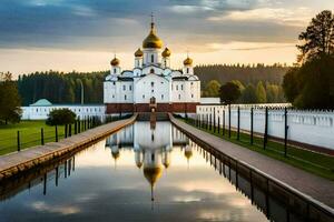 le kremlin à le coucher du soleil. généré par ai photo