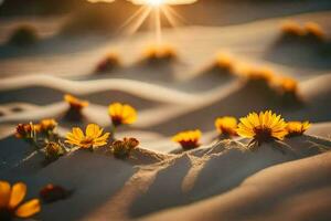 le Soleil est réglage plus de le désert. généré par ai photo