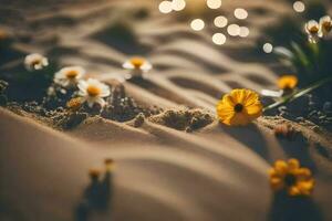 le fleurs dans le sable. généré par ai photo