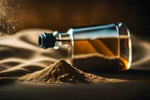 une bouteille de whisky et sable. généré par ai photo