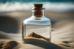 le sable dans une bouteille. généré par ai photo