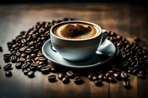 une tasse de café est une génial façon à début le journée. généré par ai photo