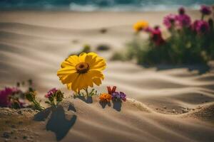 le plage fleurs fond d'écran. généré par ai photo