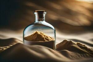 le sable dans une bouteille. généré par ai photo