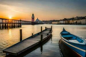 le le coucher du soleil dans Venise, Italie. généré par ai photo