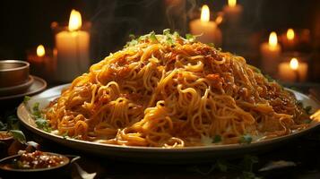délicieux spaghetti nourriture plat ai photo