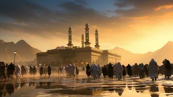 le magnifique vue de le ville de Mecque et aussi le endroit de culte de le kaaba photo
