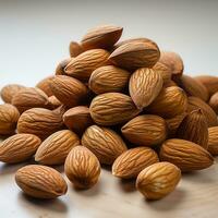 sucré marron amandes sur une blanc Contexte photo