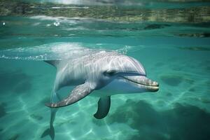 dauphins dans la nature large la vie animaux. ai généré. photo