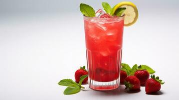 photo de une fraise limonade isolé sur plat blanc Contexte. génératif ai