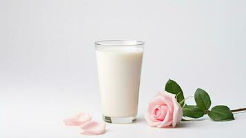 photo de une Rose Lait isolé sur plat blanc Contexte. génératif ai