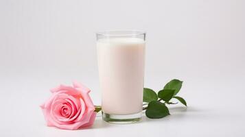 photo de une Rose Lait isolé sur plat blanc Contexte. génératif ai