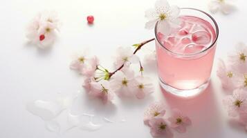 photo de une Cerise fleur thé boisson isolé sur blanc Contexte. génératif ai