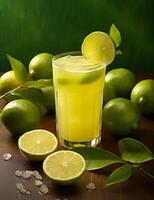 photo de certains calamansi jus boisson élégamment plaqué sur une tableau. génératif ai