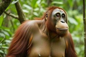 portrait orang-outan sur le forêt. ai génératif pro photo