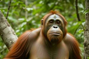 portrait orang-outan sur le forêt. ai génératif pro photo