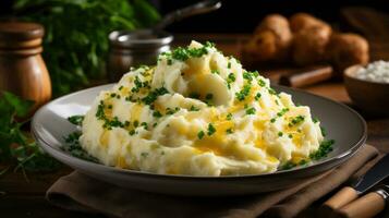 crémeux en purée patates avec fondu beurre et ciboulette photo
