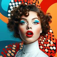 photo od beaufil femme avec rouge lèvres sur vif Contexte dans pop art style
