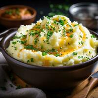 crémeux en purée patates avec fondu beurre et ciboulette photo