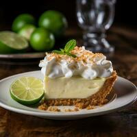 clé citron vert tarte avec Graham biscuit salé croûte, une acidulé et rafraîchissant dessert photo