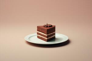 pièce de Trois Chocolat gâteau. minimaliste pièce de Chocolat gâteau. génératif ai photo