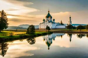 le église de le saint traverser dans le ville de Kazan. généré par ai photo