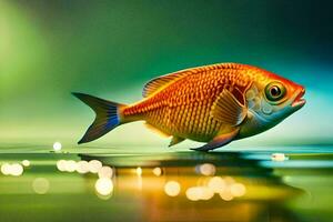 une poisson est nager dans le l'eau. généré par ai photo